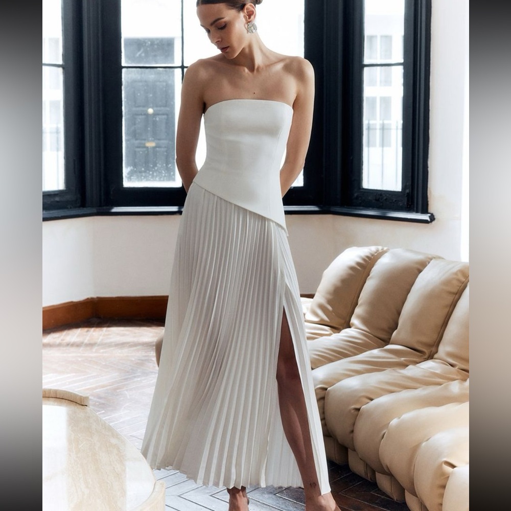 Commense White Strapless Maxi Dress